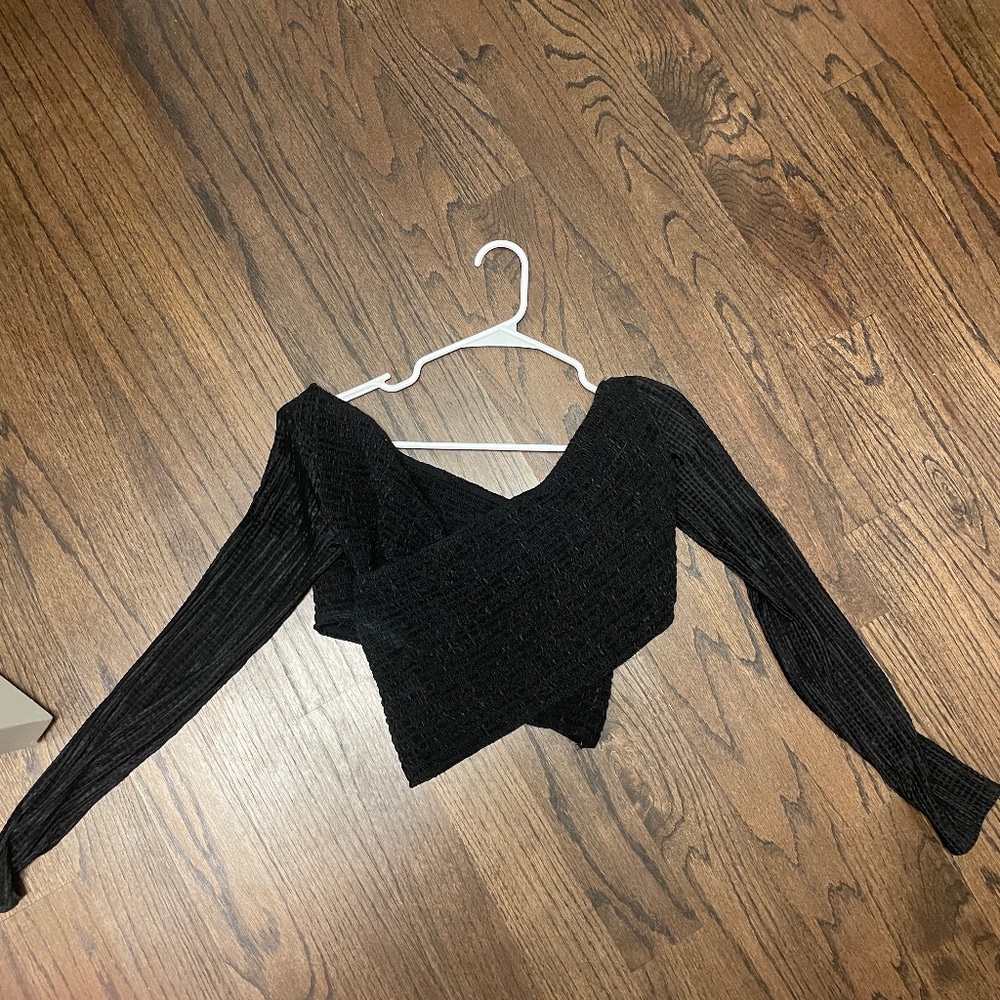 Show Me Your Mumu black wrapped crop top